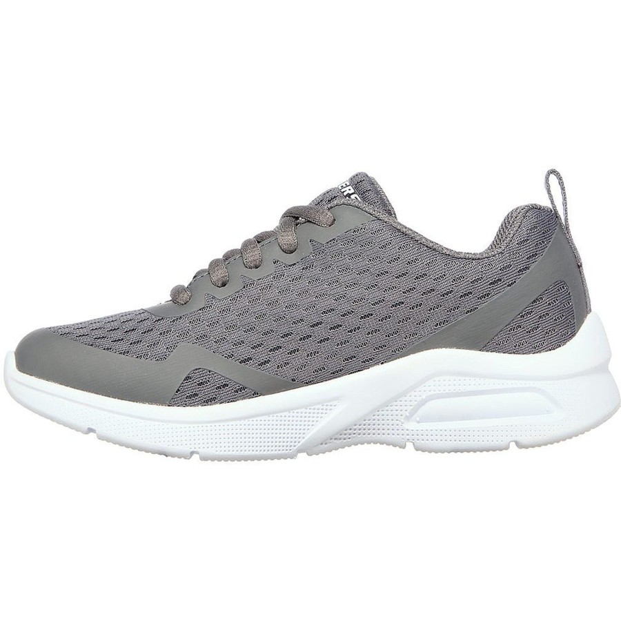 Back To School | Skechers Skechers Air-Cushioned Youths Trainer With Lace 403774 Charcoal