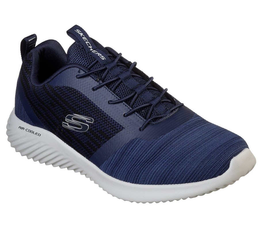 Men'S Trainers | Skechers Skechers Trainer Bounder Navy 52504 Bungee Laced