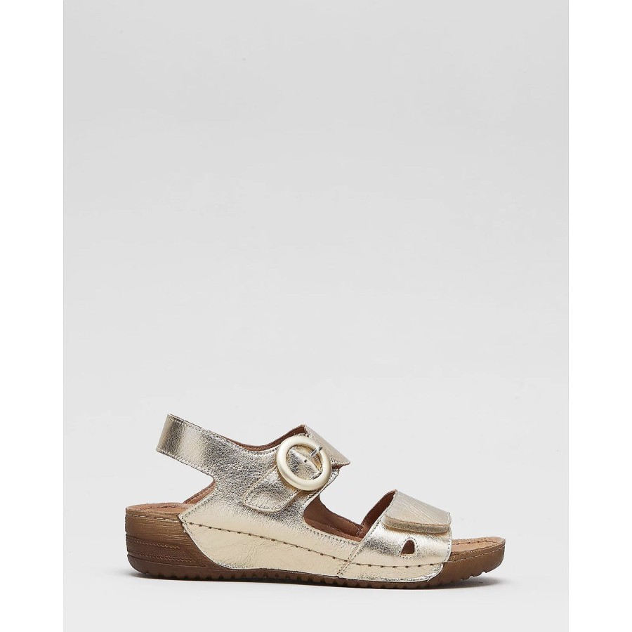 Ladies Styles | Adesso Adessolily Gold Soft Leather Sandal A7194