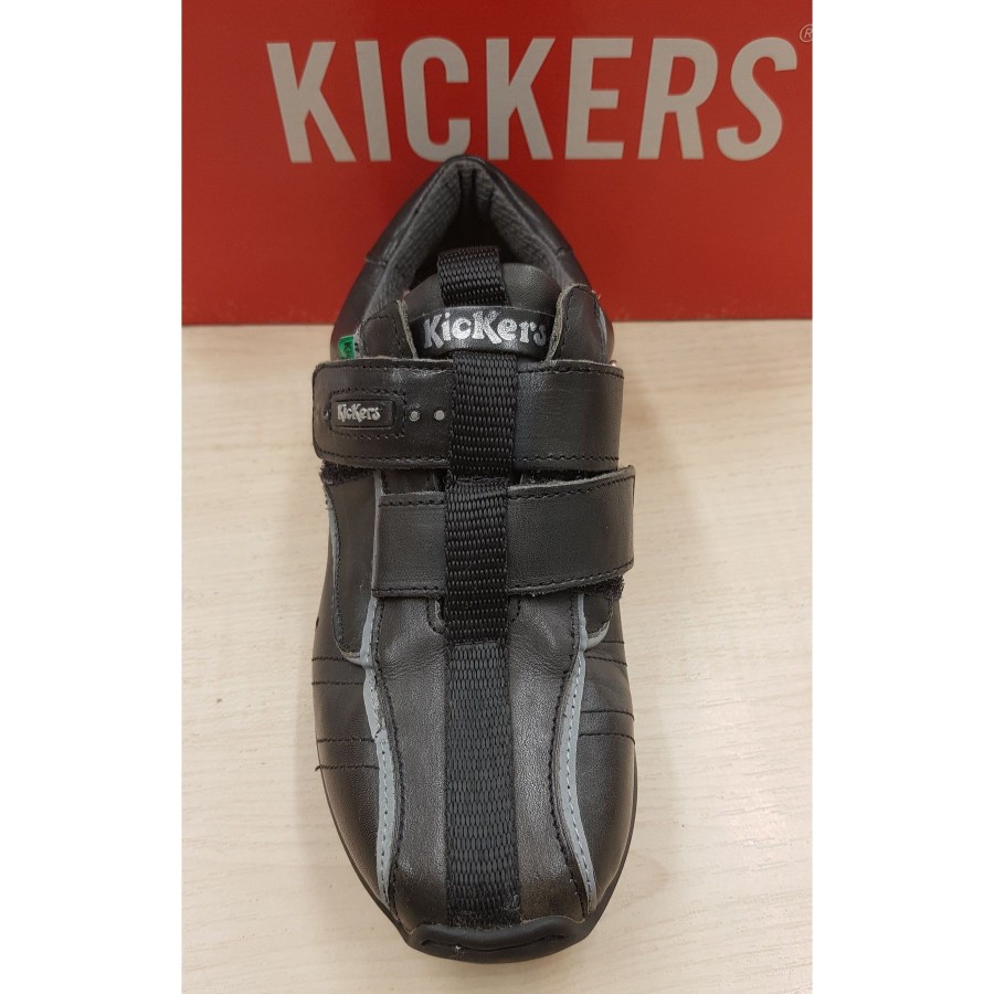 Kickers | Kickers Kickers Zip Black Leather Touch Fastening School Shoe