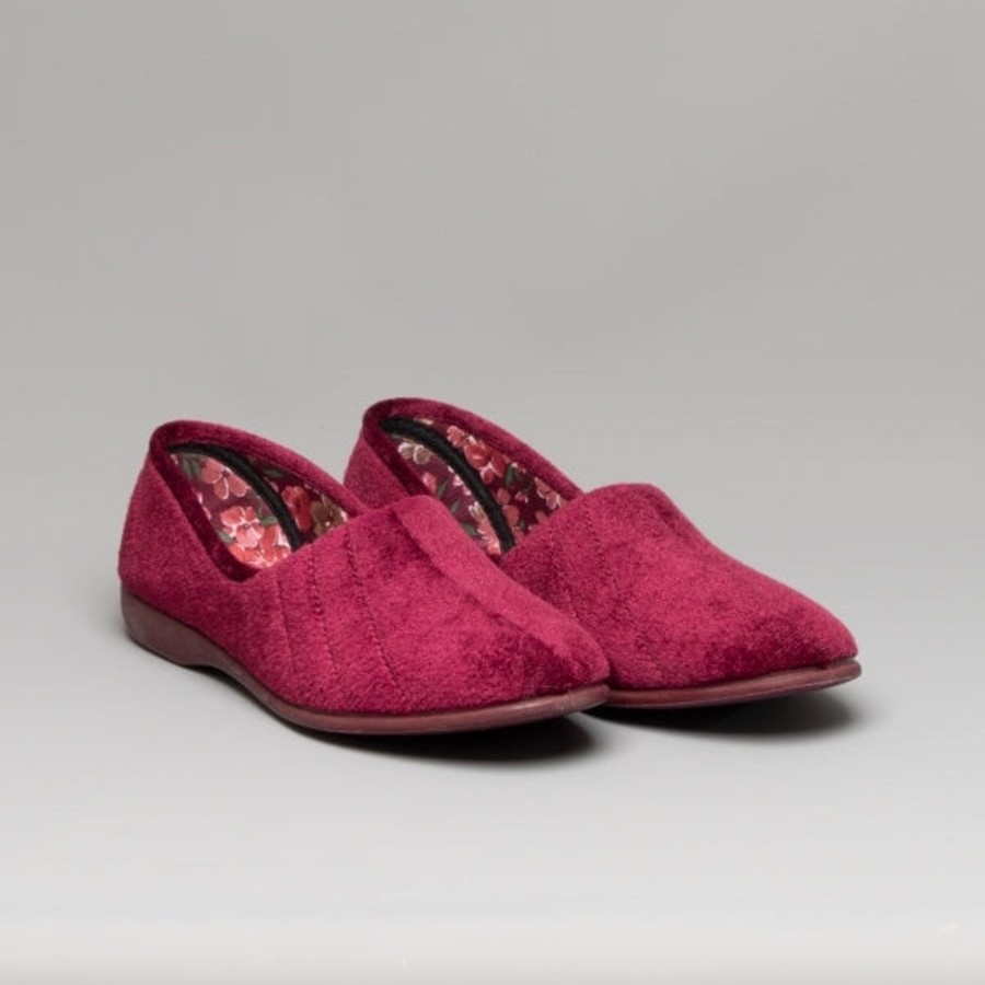 Ladies Slippers | Marlows Ladies Slippers By Sleepers Audrey In Wine Ls392D