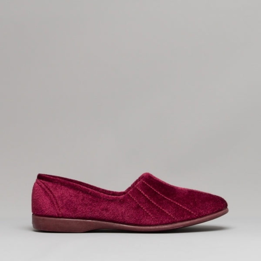 Ladies Slippers | Marlows Ladies Slippers By Sleepers Audrey In Wine Ls392D