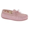 Ladies Slippers | Marlows Ladies Lily Soft Suede Moccasin Slipper Pink Ls339Pk