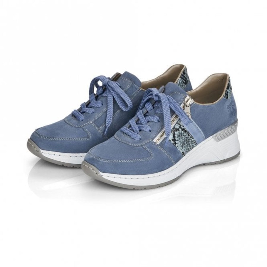 Shoes And Trainers | Rieker Rieker Trainer With Lace And Zip N4321-11 Sky