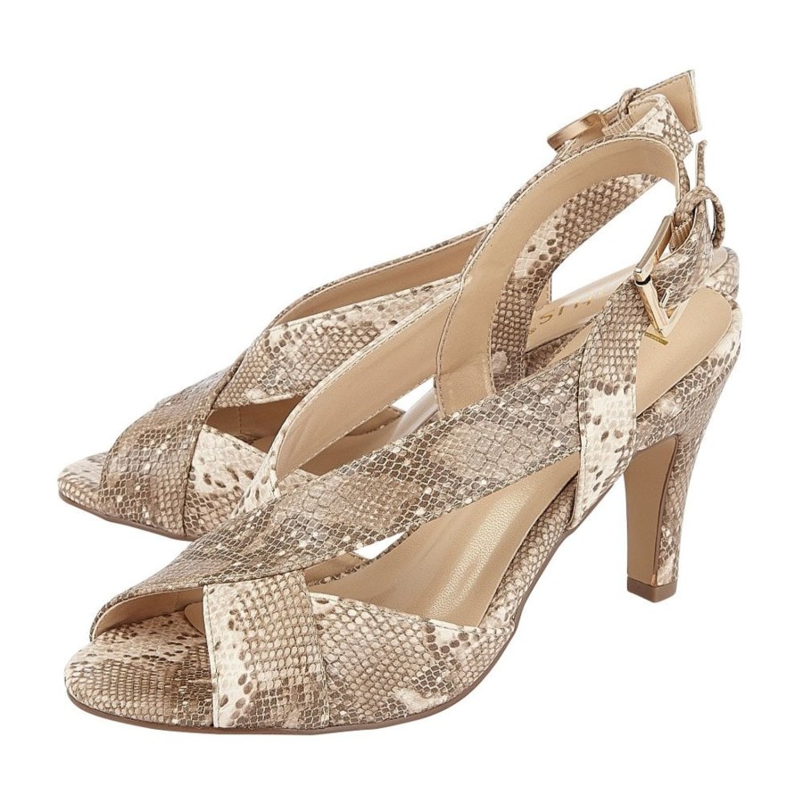 Wedding And Party Wear | Lotus Lotus Paloma Natural Snake Occasion Wear Sling Back Shoesuls156