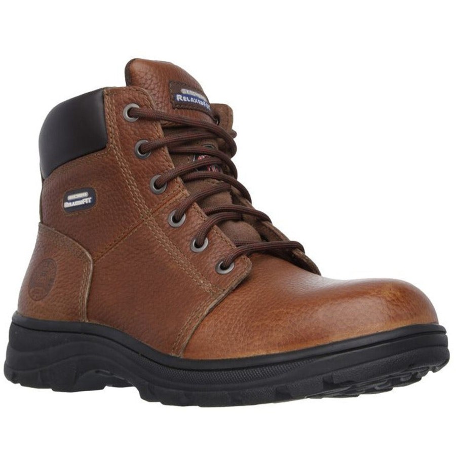 Men'S Formal And Work Shoes | Skechers Skechers Men'S Boot Relaxed Fit - Workshire St Brown Lace Up Boot77009Ecblk