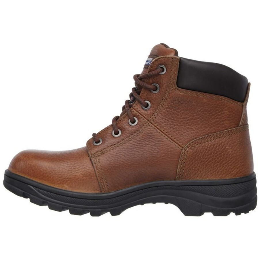 Men'S Formal And Work Shoes | Skechers Skechers Men'S Boot Relaxed Fit - Workshire St Brown Lace Up Boot77009Ecblk