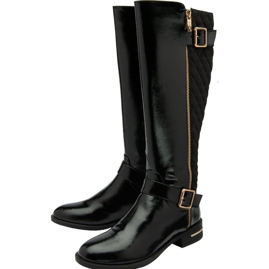 Long Boots And Riding Boots | Lotus Lotus Bessie Black Knee High Bootulb325