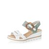 Sandals And Toe-Posts | Rieker Rieker Wedge Sandal 67476-81 White/Green