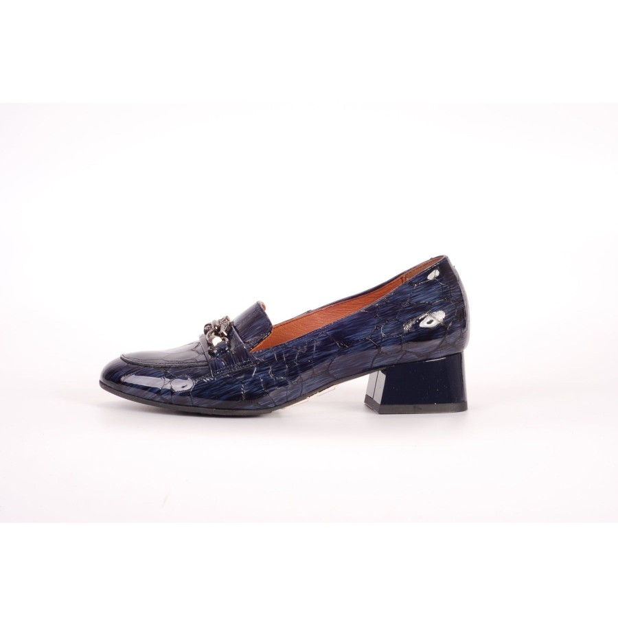 Bioeco Shoes And Matching Bags | Bioeco Bioeco 6087 Navy Croc Low Heeled Loafer