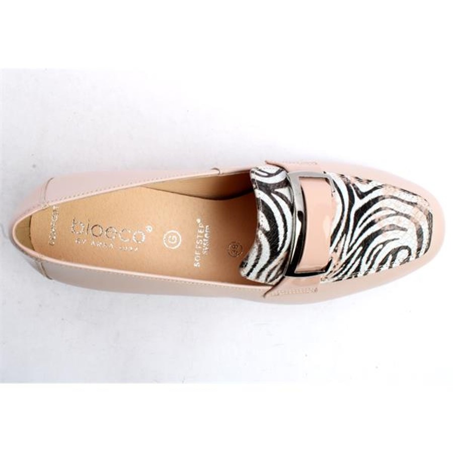 Shoes And Trainers | Bioeco Bioeco 6427 Pinkleather /Print Low Heel Wide Fit Slip On Shoe 6427-2064