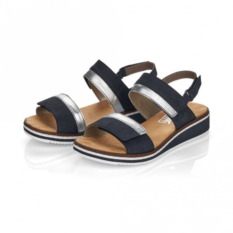 Sandals And Toe-Posts | Rieker Rieker Sandal With Touch Fastening V36B9-14 Navy