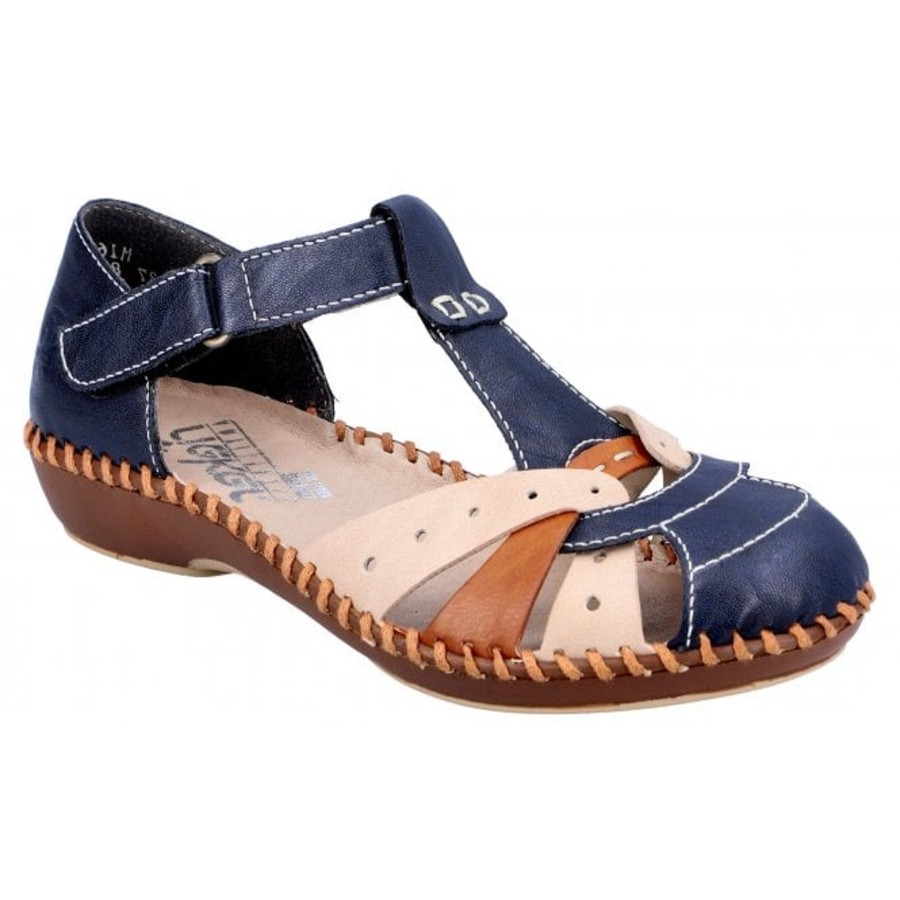 Ladies Styles | Rieker Rieker Casual Sandal Shoe M1655-14 Blue Multisandal