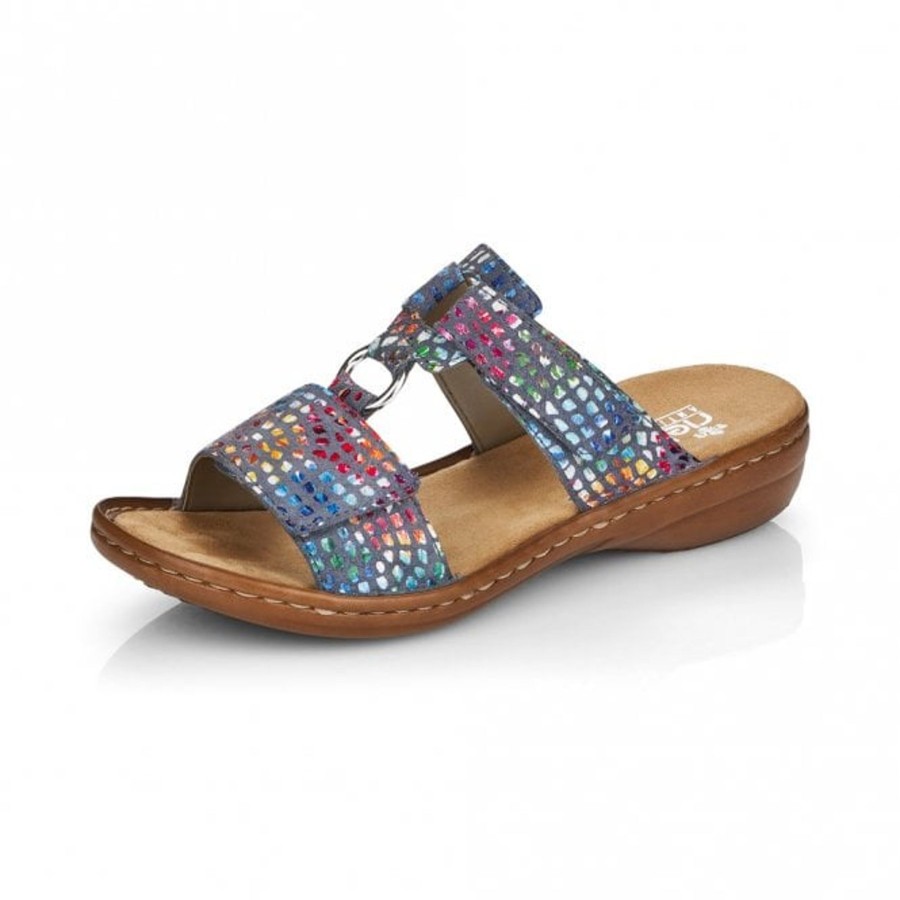 Sandals And Toe-Posts | Rieker Rieker Mule Sandal 608P9-10 Blue Multi