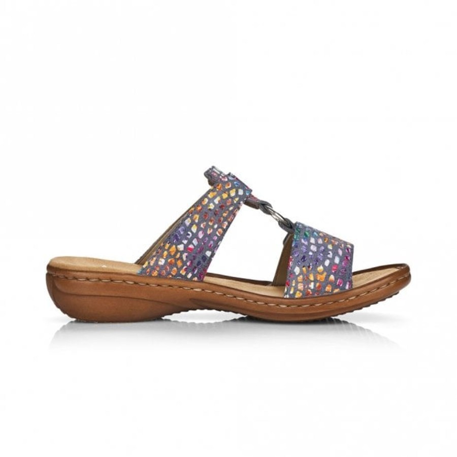 Sandals And Toe-Posts | Rieker Rieker Mule Sandal 608P9-10 Blue Multi