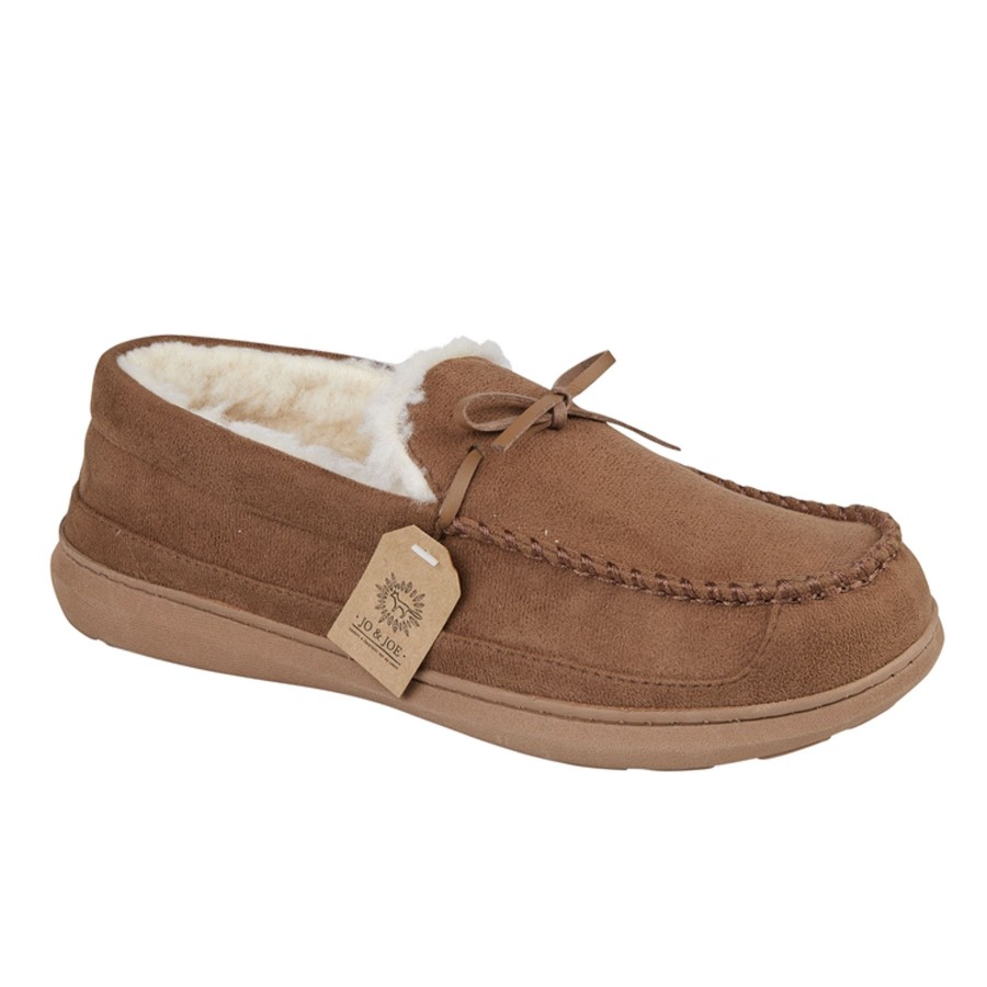 Men'S Styles | Jo & Joe Jo & Joe Fur Lined Moccasin Slipper Cranford Cognac