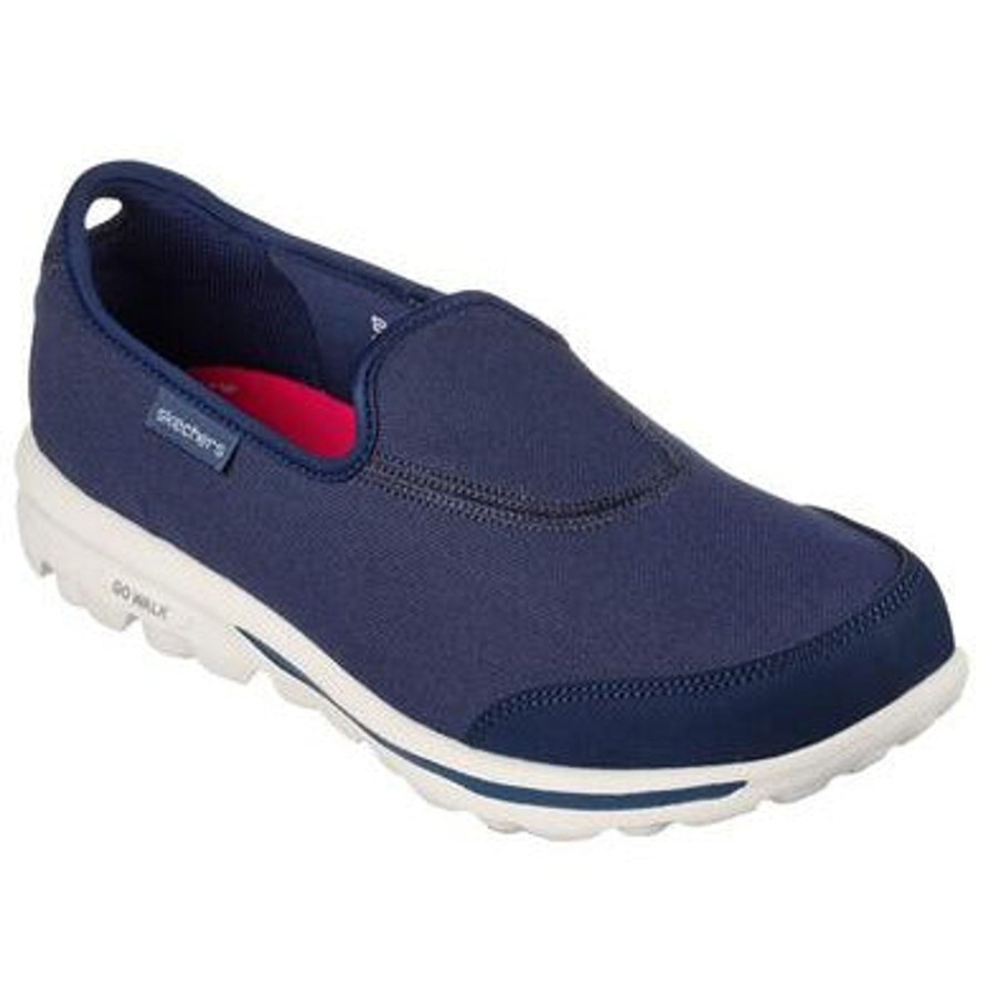 Shoes And Trainers | Skechers Skechers Go Walk Classic Ladies Navy Textile Slip On Trainers 124464 Navy 124464Nvy