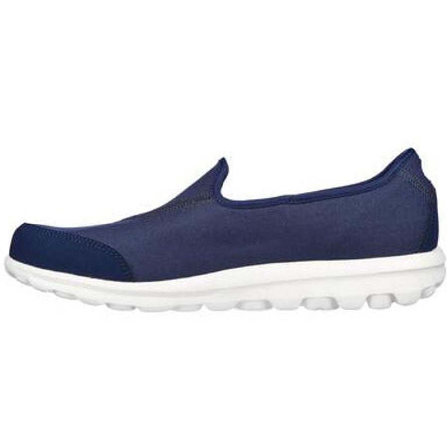 Shoes And Trainers | Skechers Skechers Go Walk Classic Ladies Navy Textile Slip On Trainers 124464 Navy 124464Nvy