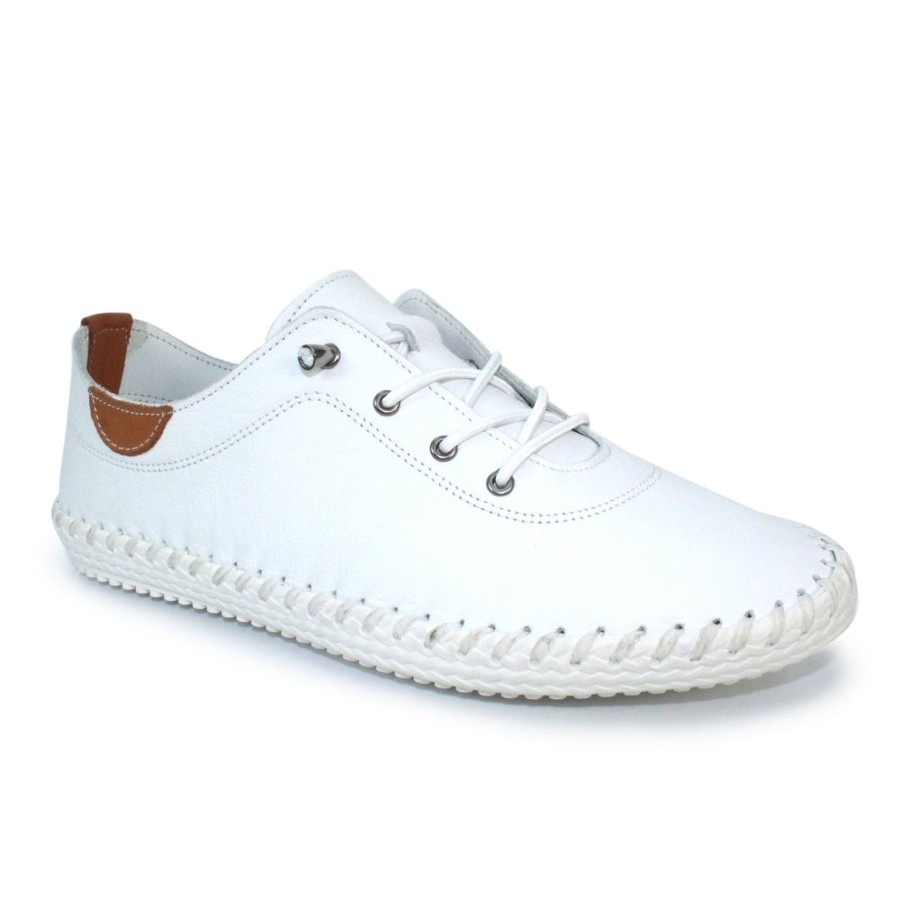 Shoes And Trainers | Lunar Lunar Plimsoll St Ives White Fle030Bl Soft Leather With Elasticated Lace