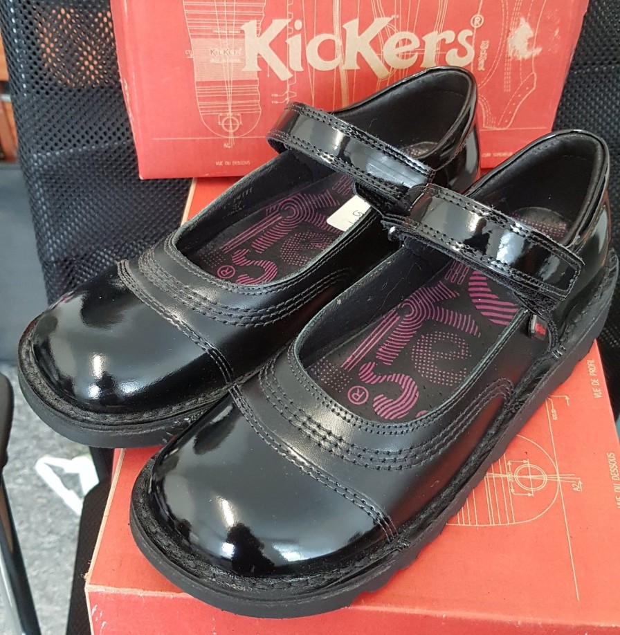 Back To School | Kickers Kickers Kick Pop Black Leather Bar Shoe