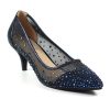 Wedding And Party Wear | Lunar Lunar Alisha Navy Kitten Heel Gemstone Court Shoe Flr559Bl