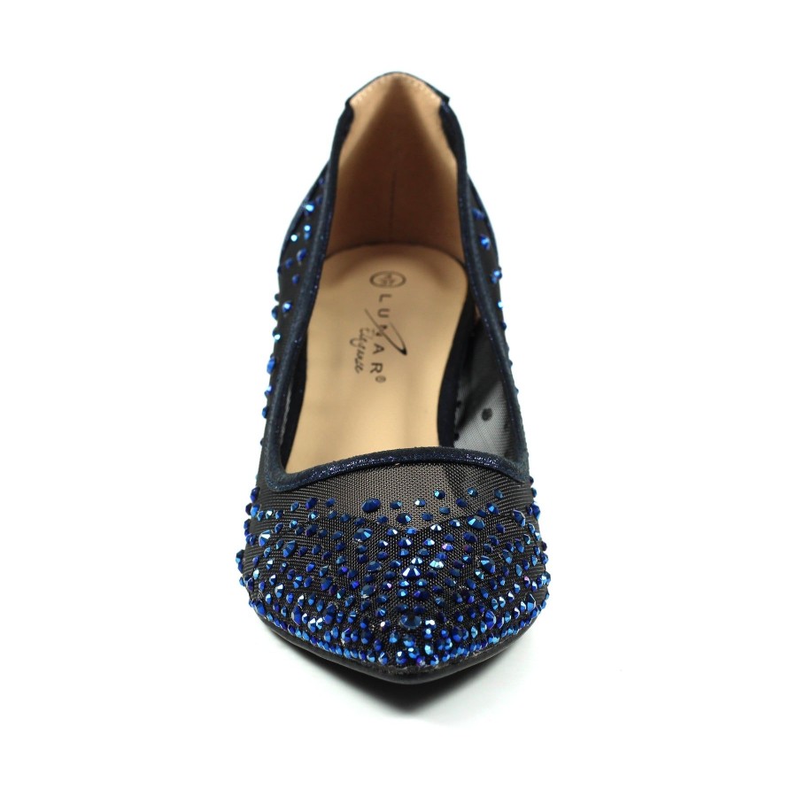 Wedding And Party Wear | Lunar Lunar Alisha Navy Kitten Heel Gemstone Court Shoe Flr559Bl