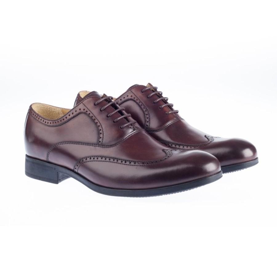 Men'S Formal And Work Shoes | Stept Steptronic Brogue Shoe Burgos Brown Soft Leather Wing Cap Formal