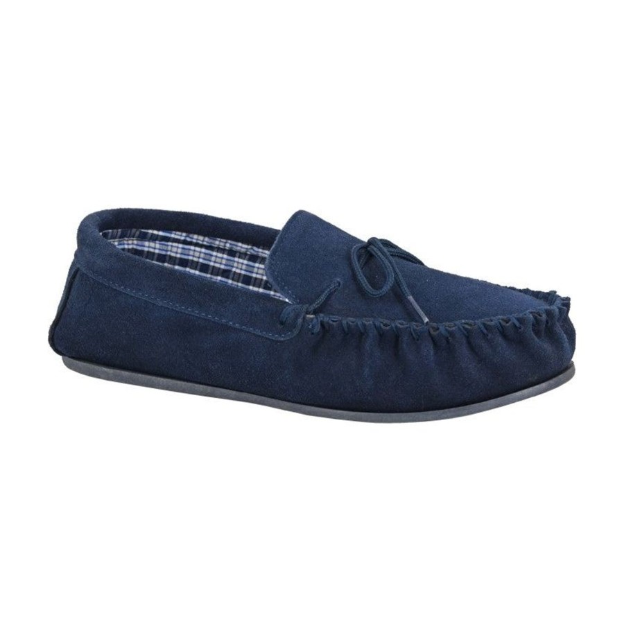 Men'S Styles | Marlows Products Mokkers M245 Bruce Navy Suede Leather Moccassin Slipper