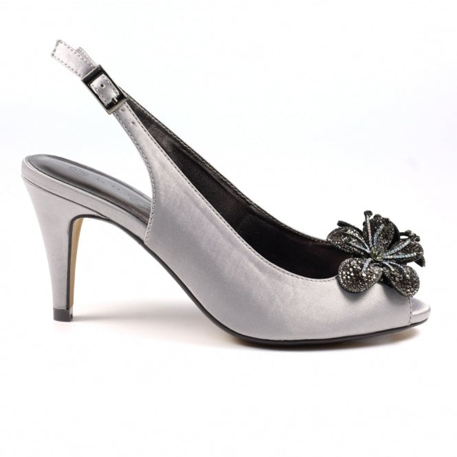 Wedding And Party Wear | Lunar Lunar Occasion Wear Ankara Dark Grey Slingback Peep Toe Shoe Flr039