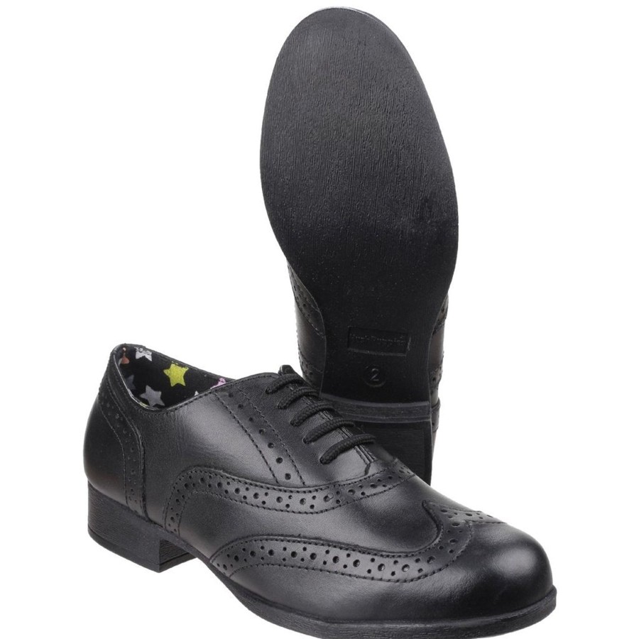 Back To School | Hush Puppies Hush Puppies School Shoe Kada Black Leather Girls Brogue