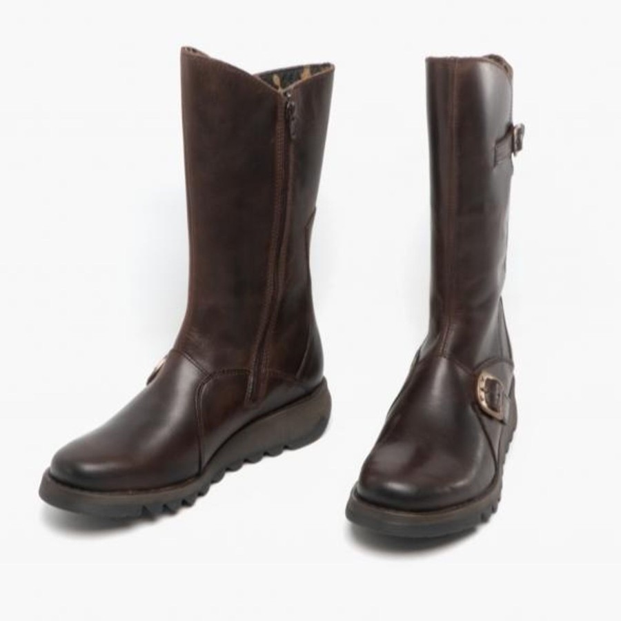 Long Boots And Riding Boots | Fly Fly London Mid Calf Boot Mes 2 Brown Leather