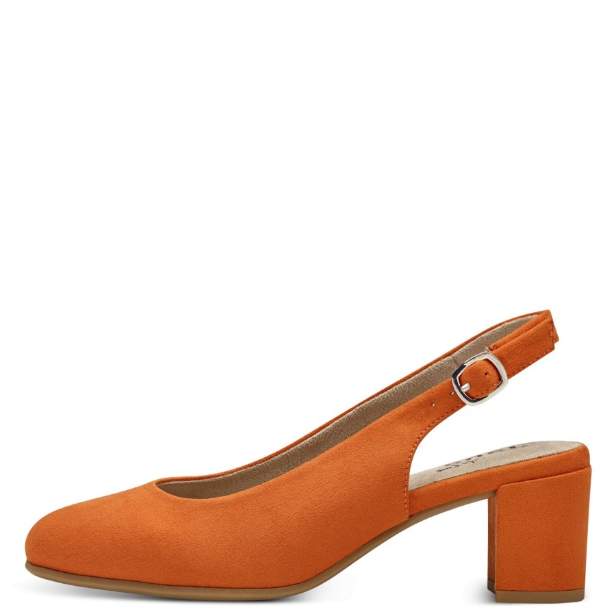 Shoes And Trainers | Jana Jana 29460 Orange Wide Fitting Block Heel Sling Back Shoe 29460-650