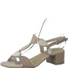 Ladies Styles | Wendel Marco Tozzi 28230 Nude Combi Block Heel Sandal