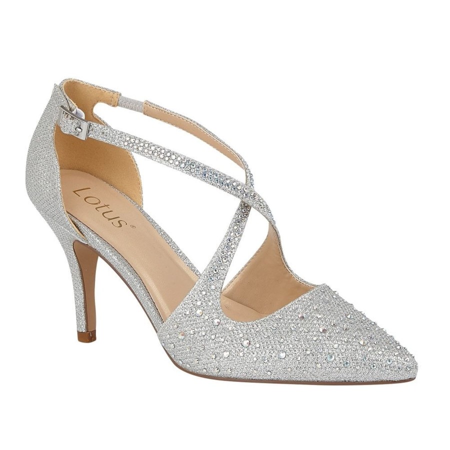 Lotus Occasion Wear And Matching Bags | Lotus Lotus Occasion Wear Shoe Panache Silver Uls208