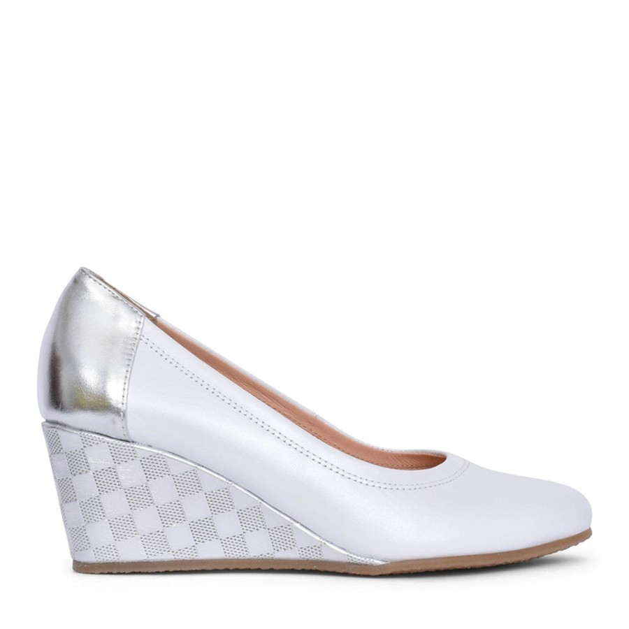 Shoes And Trainers | Bioeco Bioeco 5899 White Leather Wedge Court Shoe 5899-2362