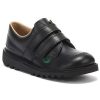 Kickers | Kickers Kickers Kick Lo Vel Black Leather Infants Touch Fastening Shoe