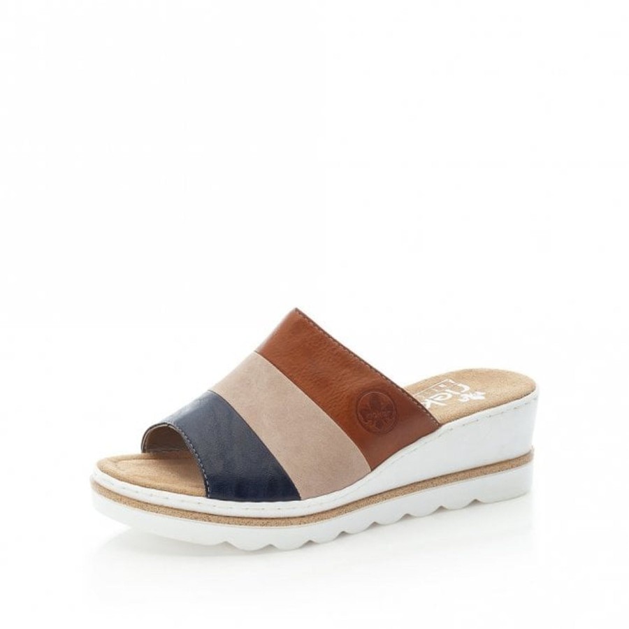 Sandals And Toe-Posts | Rieker Rieker Wedge Sandal 67492-14 Blue Combi