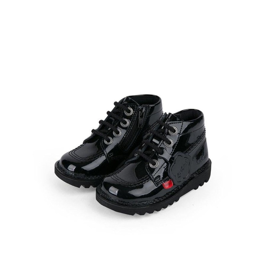 Back To School | Kickers Kickers Junior Kick Hi Zip Black Patent Leather 115826