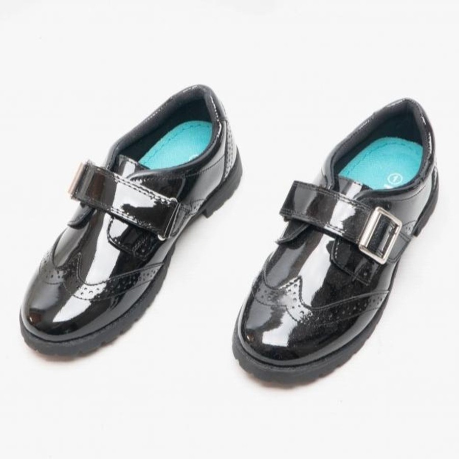 Hush Puppies Kids | Hush Puppies Hush Puppies School Shoe Emily Black Patent Velcro Strap