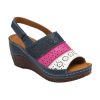 Ladies Styles | Lotus Lotus Neylan Navy Multisoft Leather Wedge Sandal Ulp229