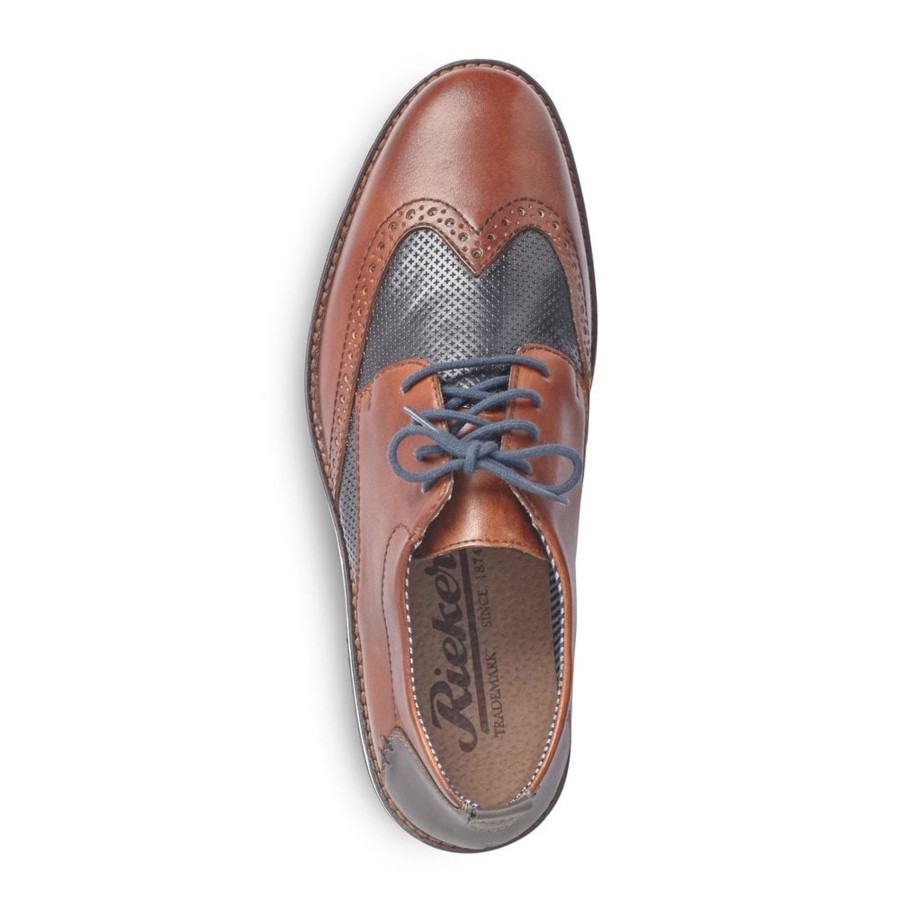 Men'S Formal And Work Shoes | Rieker Rieker Brogue Shoe Brown 12532-24 Lace Up