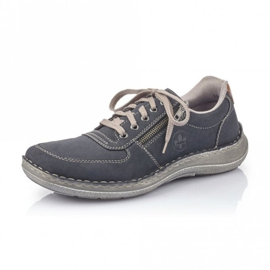 Men'S Styles | Rieker Rieker Men'S Casual Shoe With Lace And Zip 03030-14 Navy