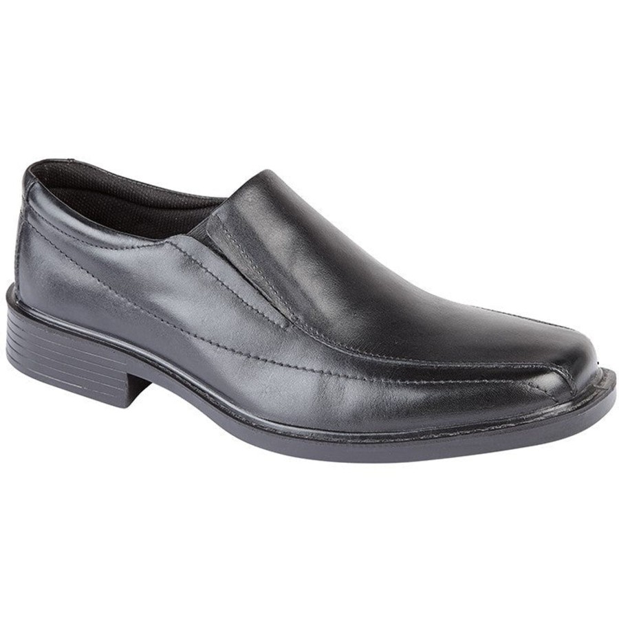 Men'S Formal And Work Shoes | Marlows Roamers Lightweight Black Leather Smart Slip On Shoe M724A