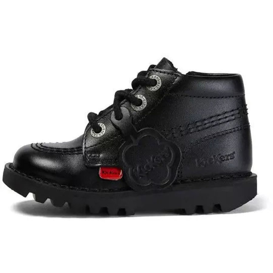 Back To School | Kickers Kickers Kids Kick Hi Zip Black Leatherboots 115825