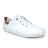 Ladies Styles | Lunar Lunar Plimsoll St Ives White Fle030Bl Soft Leather With Elasticated Lace