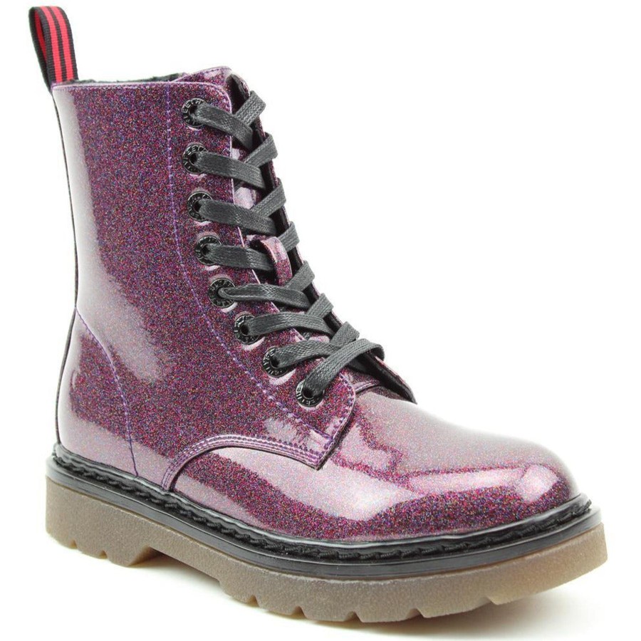 Ankle Boots & Hikers | Heavenly Feet Heavenly Feet Ankle Boot With Lace And Zip Justina Purple Sparkle