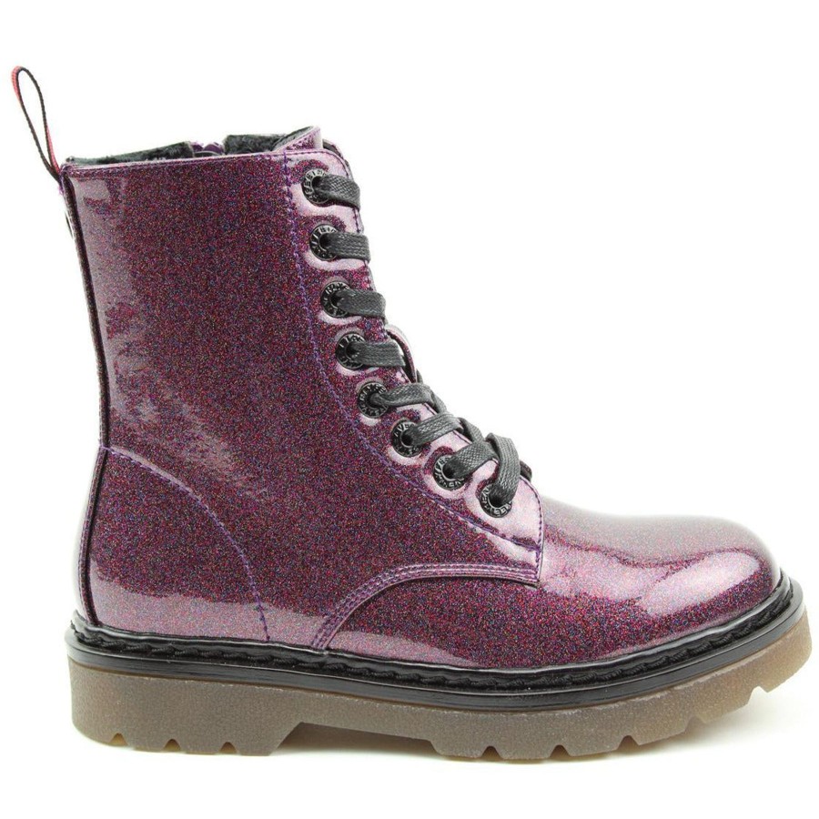 Ankle Boots & Hikers | Heavenly Feet Heavenly Feet Ankle Boot With Lace And Zip Justina Purple Sparkle