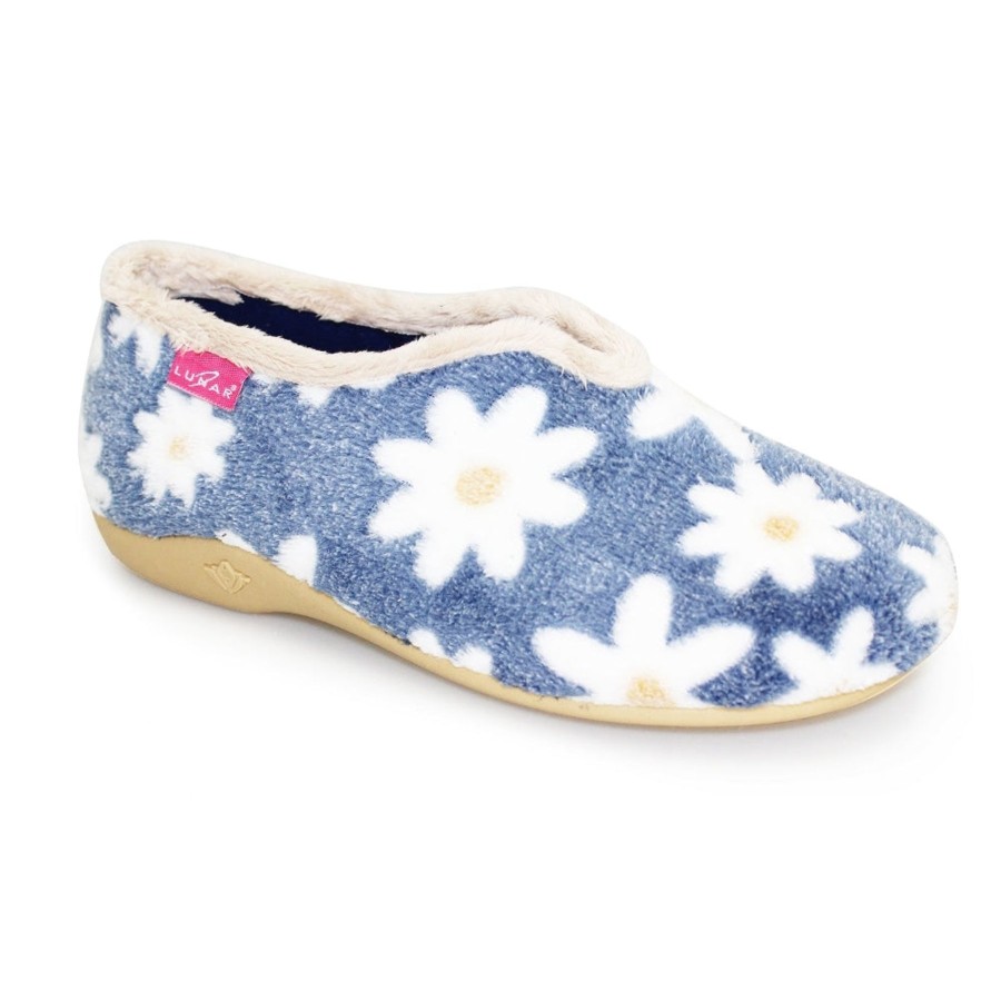 Ladies Slippers | Lunar Lunar Slipper Daisy Blue Flower Full Slipper