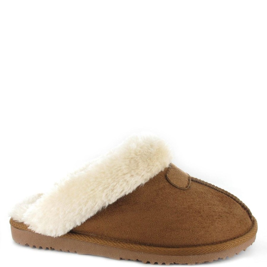 Ladies Slippers | Ella Ella Slipper Jillchestnut Luxury Fur Lining And Memory Foam