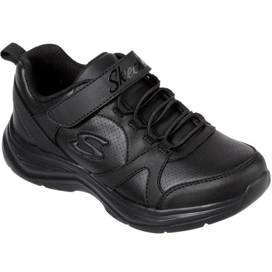 Back To School | Skechers Skechers School Trainer 81445-Bbk Black Touch Fastening